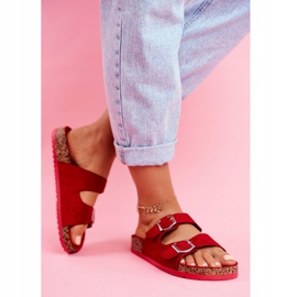 EVE Dam tofflor på kork med spännen Red Si Senor röd 2