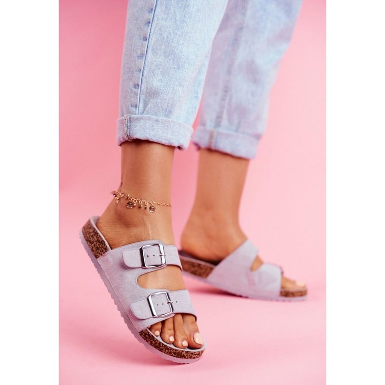 EVE Dam tofflor på kork med spännen grå Si Senor 2