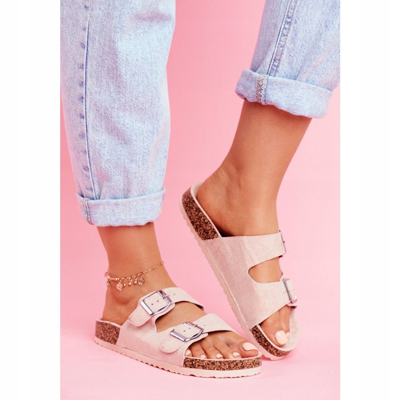 EVE Dam tofflor på kork med spännen rosa Si Senor 2