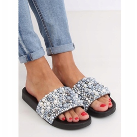 Svart BG66 Svarta tofflor med pärlor 1