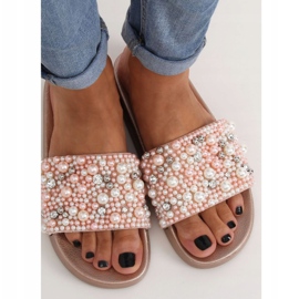 Tofflor med pärlor champagne BG66 Champagne rosa mångfärgad 2