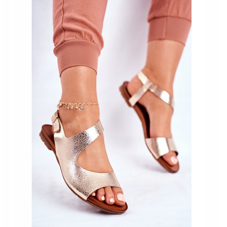 Sandaler för kvinnor Laura Messi Leather 1116 Snake Golden Vollare gyllene 2