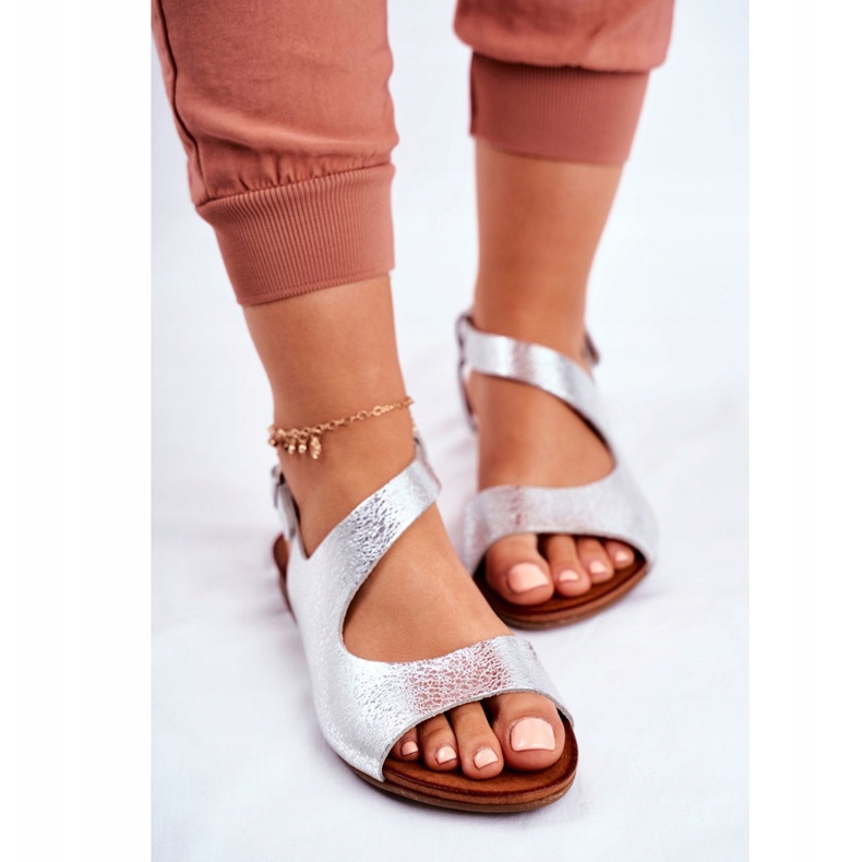 Sandaler för kvinnor Laura Messi Leather 1116 Snake Silver Vollare grå 2