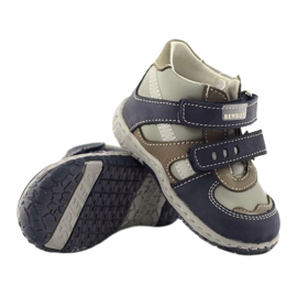 Läderstövlar Ren But 1363 marinblå grå 4