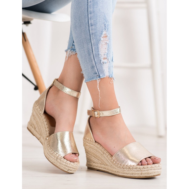 Seastar Sandaler på halmkilen gyllene 1
