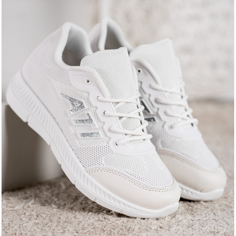 SHELOVET Bekväma skor med mesh vit grå 2