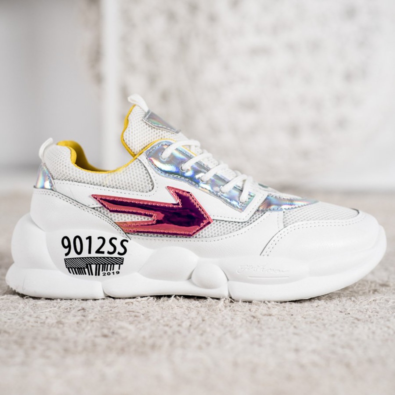 SHELOVET Sneakers med Eco Leather Fashion vit mångfärgad grå 2