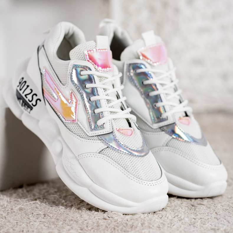 SHELOVET Sneakers med Eco Leather Fashion vit mångfärgad grå 1