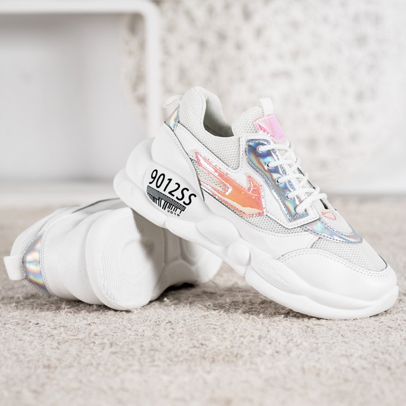 SHELOVET Sneakers med Eco Leather Fashion vit mångfärgad grå 2