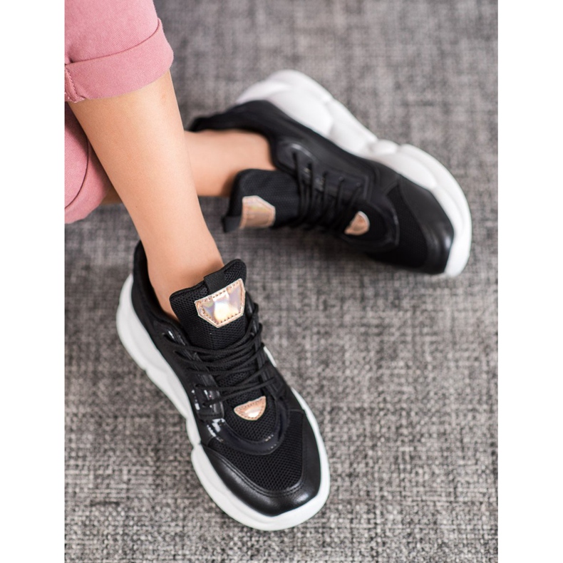 SHELOVET Sneakers med Eco Leather Fashion svart gul 1