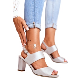 Kvinnors sandaler på högklackat Sergio Leone Silver SK778 brun grå 1