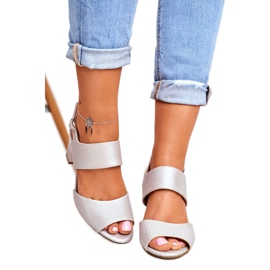 Kvinnors sandaler på högklackat Sergio Leone Silver SK778 brun grå 3