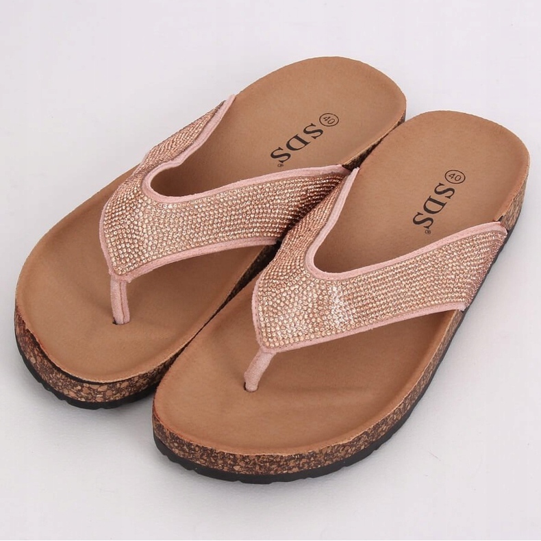 Rosa flip-flops på korksulan, rosa 7872-PL Pink 1