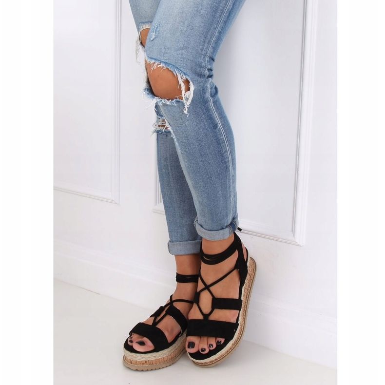 Svarta espadrillessandaler JH116 Svart 1