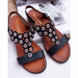 Sandaler för kvinnor Flat Sergio Leone SK012 Svart Livian 5