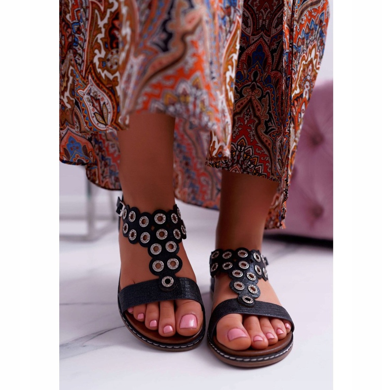 Sandaler för kvinnor Flat Sergio Leone SK012 Svart Livian 2