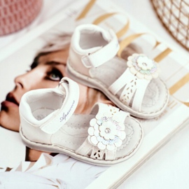 Apawwa Barnsandaler med kardborreblomma White Mino vit mångfärgad gul 2