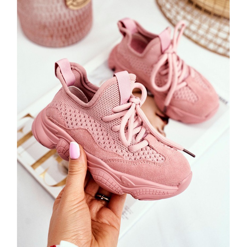 Christmas Fish Barnesportskor Snörning i mocka Rosa Volema 1