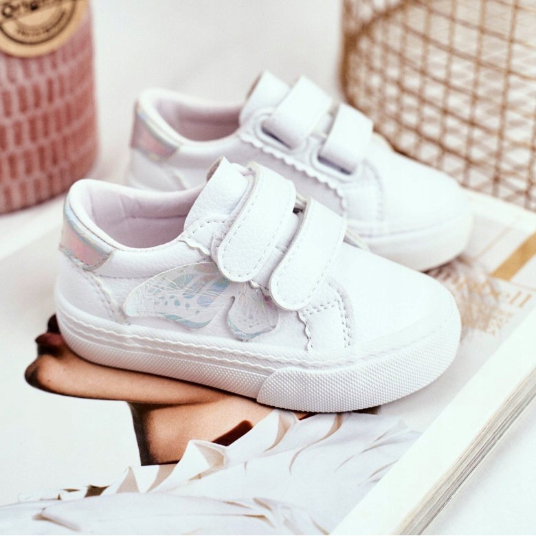 Apawwa Barnskor White Butterfly Velcro Dusmo vit 2