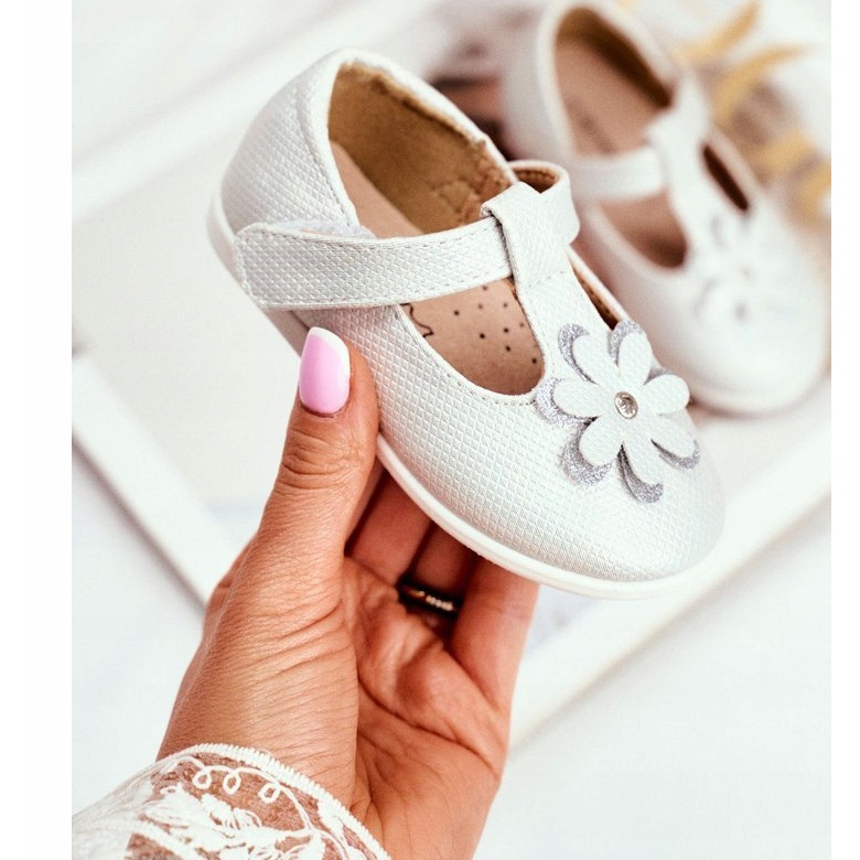 Apawwa Barnens ballerinor med kardborreblomma Silver Antrela grå 1