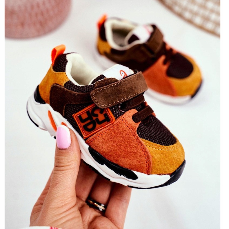 Apawwa Sportbarnskor med kardborrebrun Jonaba orange mångfärgad gul 2