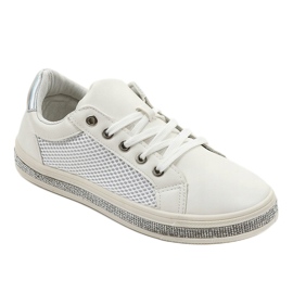 Vita sneakers dekorerade med zirkoner 1153-Y 1