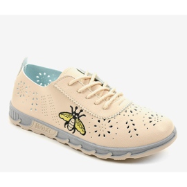 Beige openwork-sneakers med avtrycket JH81171-2 1