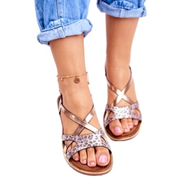 S.Barski Flat Sandaler för kvinnor Champagne Barski Lomba brun gul 2