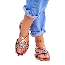 S.Barski Flat Sandaler för kvinnor Champagne Barski Lomba brun gul 4