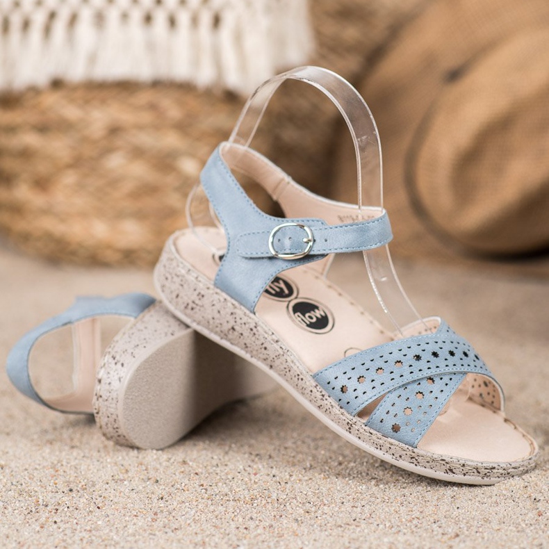 SHELOVET Bekväma sandaler på plattformen blå 2