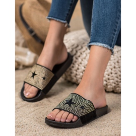 SHELOVET Velour tofflor med stjärnor svart 1