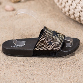 SHELOVET Velour tofflor med stjärnor svart 2