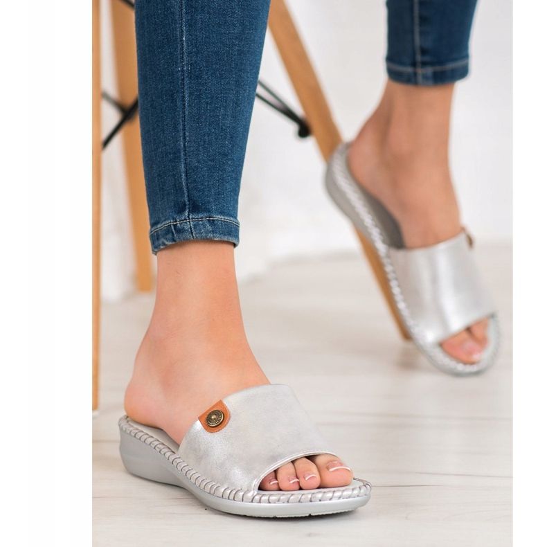 J. Star Casual Eco Leather Tofflor grå 2