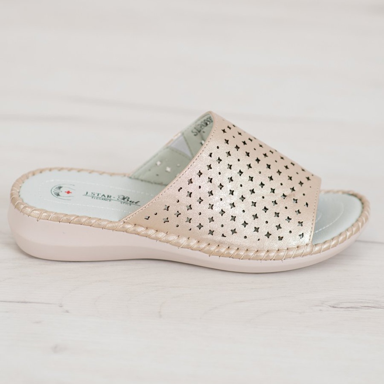 J. Star Lätta bekväma tofflor gyllene 2