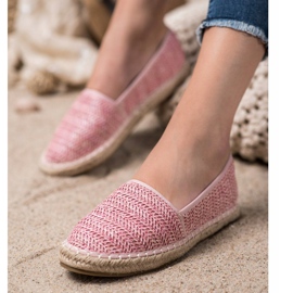 SHELOVET Flätade rosa espadriller 2