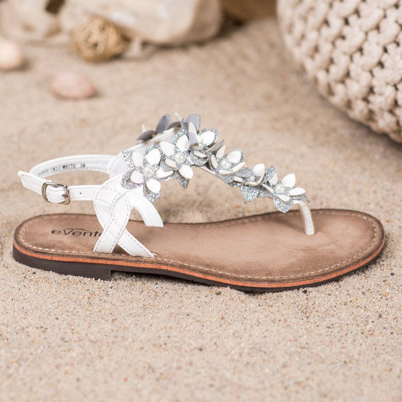 Evento Sandaler med flip-flops och blommor vit 2