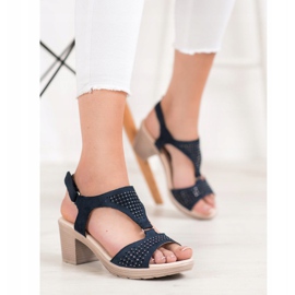 SHELOVET Bekväma kardborresandaler blå 1