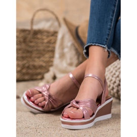 SHELOVET Shiny Wedge Sandals rosa 2