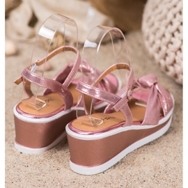 SHELOVET Shiny Wedge Sandals rosa 1