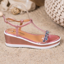 SHELOVET Snygga kilar med ekoläder rosa 2