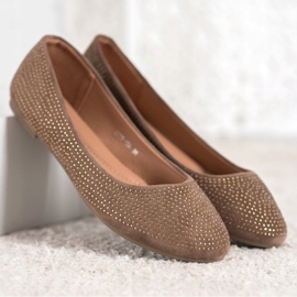 Diamantique Mockaballerinor med kristaller brun 1