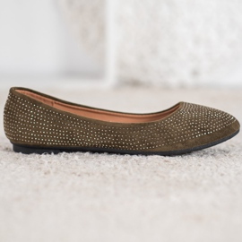 Diamantique Mockaballerinor med kristaller grön 2