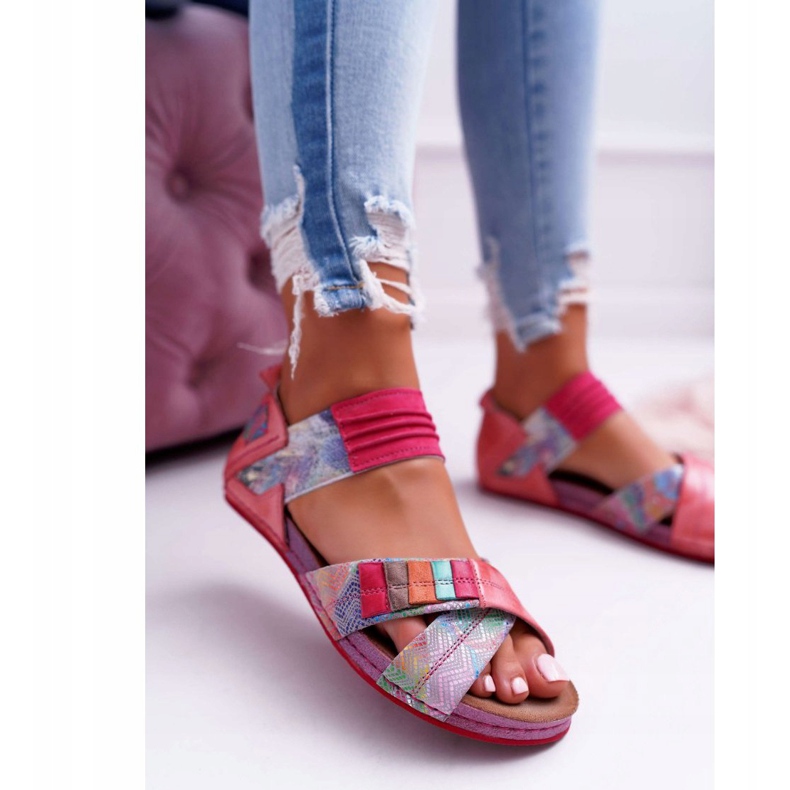 Sandaler för kvinnor Maciejka Pink 03375 Läder rosa mångfärgad 2