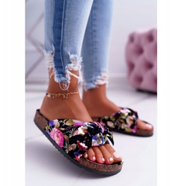 SEA Kvinnors svarta tofflor på korkblommor Wendy's Bow mångfärgad 1