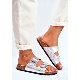 EVE Tofflor för kvinnor med spännen Silver Vivio grå 2