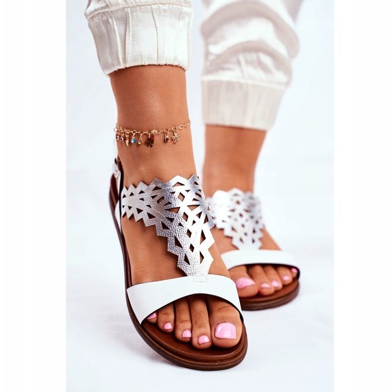 Sandaler för kvinnor Flat Sergio Leone Vit SK035 grå 2