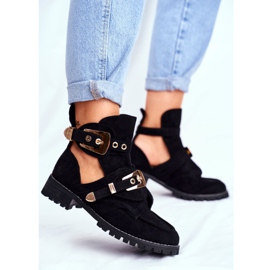 Lu Boo Black Suede Cut Out Shoes Rock Girl svart 2