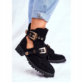 Lu Boo Black Suede Cut Out Shoes Rock Girl svart 1