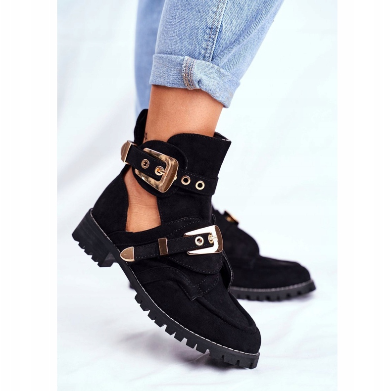 Lu Boo Black Suede Cut Out Shoes Rock Girl svart 1