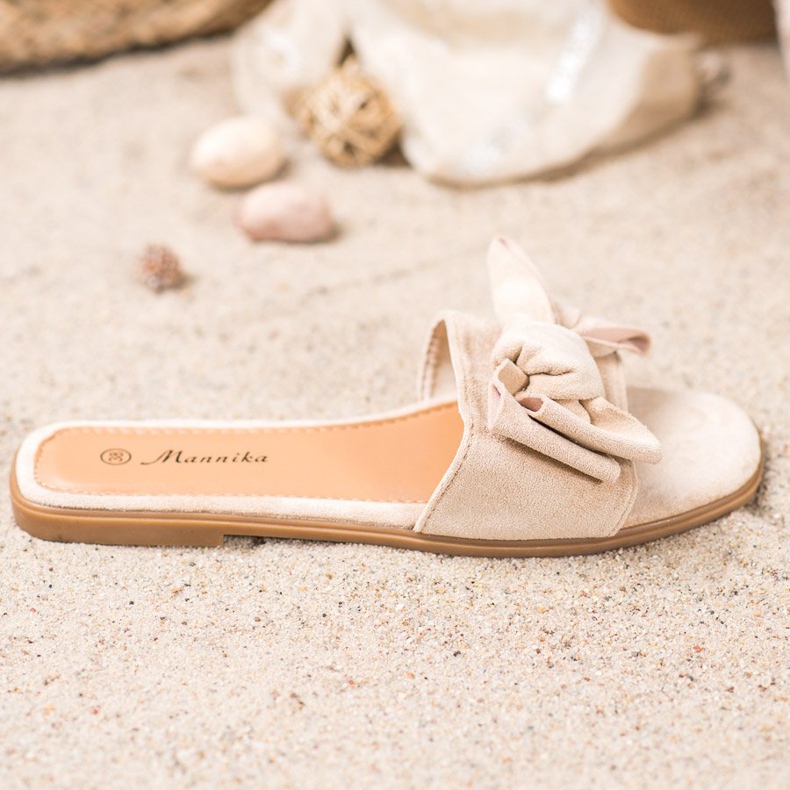 Mannika Tofflor Med En Rosett brun 1